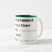 Diese Aussage war weder wörtlich noch ironisch Zweifarbige Tasse (VorderseiteRechts)