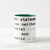 Diese Aussage war weder wörtlich noch ironisch Zweifarbige Tasse (Mittel)