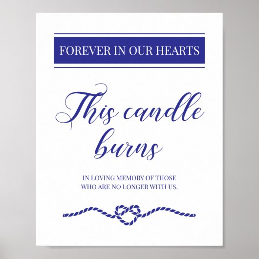 Diese Candle Burns Blue Nautical Wedding Memorial Poster (Vorne)