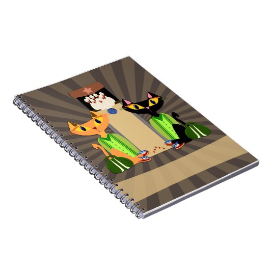 Diese Coolen Alley Cats Spaß Bowling Pets Design Notizblock (Rechte Seite)