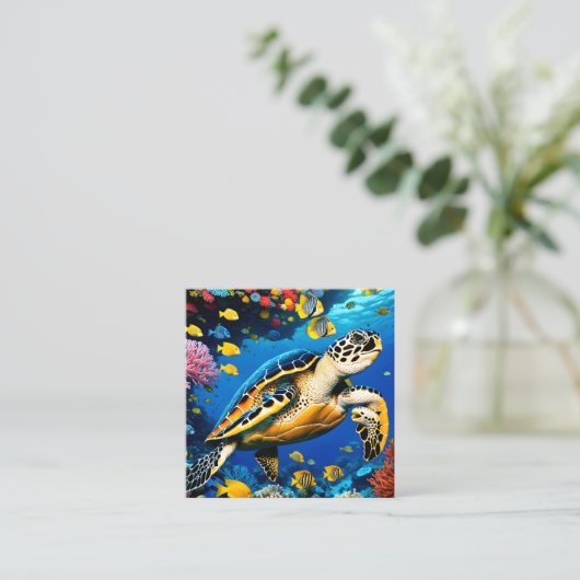 Diese digitale Rendering einer Hakenseeschildkröte Quadratische Visitenkarte (Stehend Vorderseite)