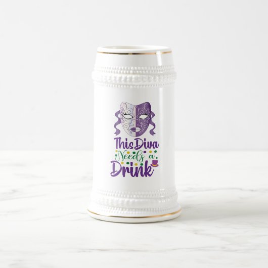 Diese Diva braucht einen Drink Mardi Gras Beer Ste Bierglas (Mittel)