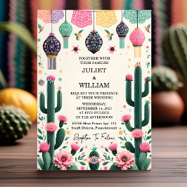 Diese elegante Fiesta Cactus Floral Mexican Weddin Einladung