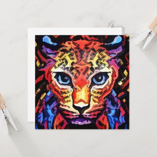 Diese farbenfrohe Leopard Look Flat Card (Vorderseite/Rückseite Beispiel)