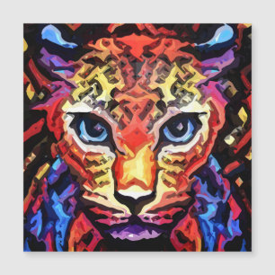 Diese farbenfrohe Leoparden-Darstellung ist eine m Magnetkarte