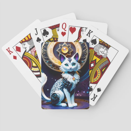 Diese filigrane Fantasiekatze ist wirklich ein Kun Spielkarten (Rückseite)