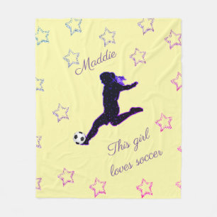 Diese Girl-Lieben Fußball-Stars/Glitzern blassgelb Fleecedecke