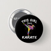 Diese Girl-Lieben Karate Button (Vorne & Hinten)