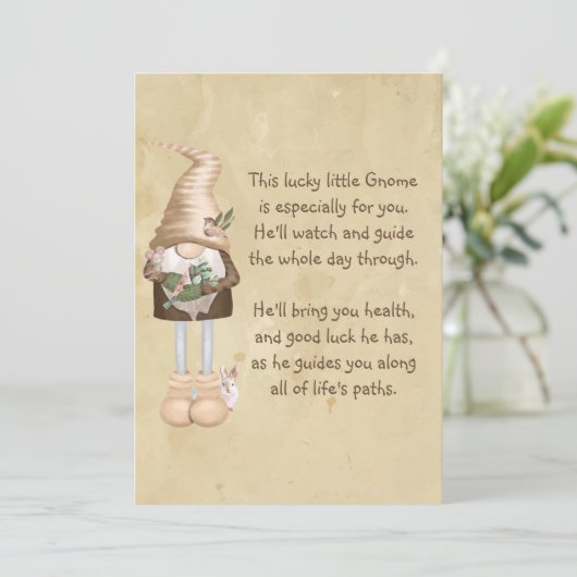 Diese glückliche kleine Gnome Viel Glück & Health Karte (Stehend Vorderseite)