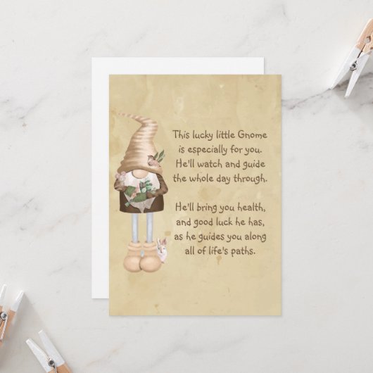 Diese glückliche kleine Gnome Viel Glück & Health Karte (Vorderseite/Rückseite Beispiel)
