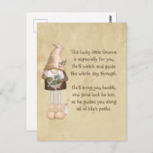 Diese glückliche kleine Gnome Viel Glück & Health Postkarte (Vorne/Hinten)