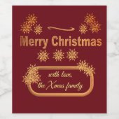 Diese goldene Schneeflocke, Weihnachten persönlich Weinetikett (Einzelnes Label)