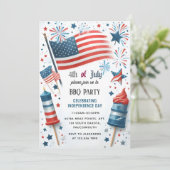 Diese Grillen Red White Blue USA Flag 4. Juli Part Einladung (Stehend Vorderseite)