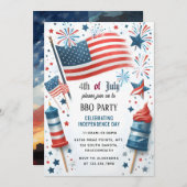 Diese Grillen Red White Blue USA Flag 4. Juli Part Einladung (Vorne/Hinten)