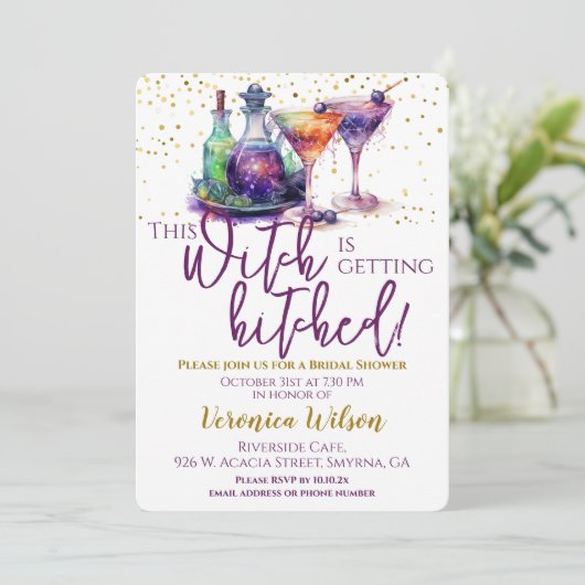 Diese Hexe bekommt heftiges Brautparty Einladung (Stehend Vorderseite)