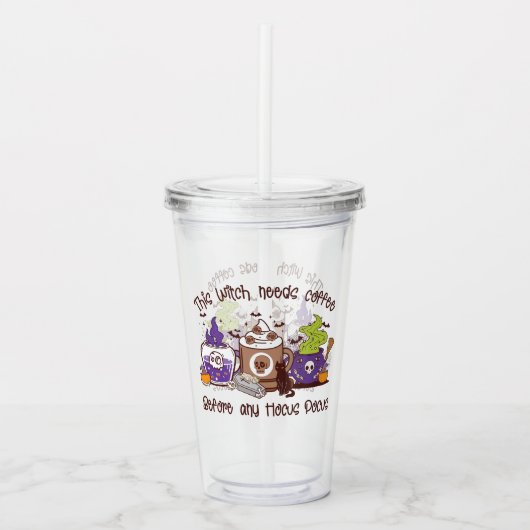 Diese Hexe braucht Kaffee Acryltrinkbecher (Vorderseite)