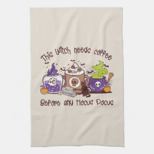 Diese Hexe braucht Kaffee Geschirrtuch