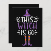 Diese Hexe ist das sechzigste lustige Halloween Ge Mitteilungskarte (Vorne/Hinten)