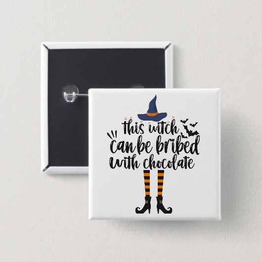Diese Hexe kann mit Schokolade Funny Gift bestoche Button (Vorne & Hinten)