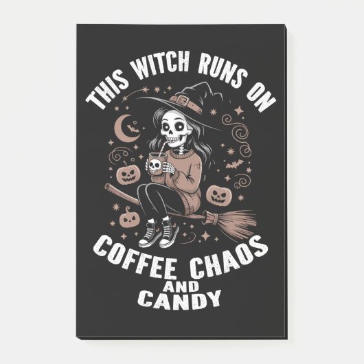 Diese Hexe läuft auf Kaffee, Chaos und Süßigkeiten Post-it Klebezettel (Vorderseite)
