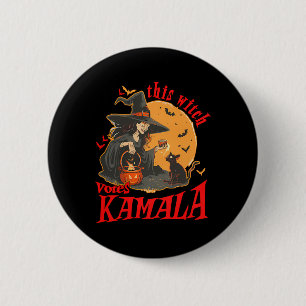 Diese Hexe wählt Kamala Witchy Halloween Feminist Button