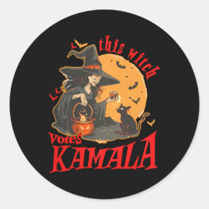Diese Hexe wählt Kamala Witchy Halloween Feminist Runder Aufkleber