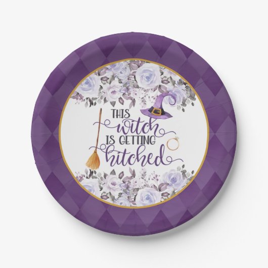 Diese Hexe wird angeheftet Papierplatte - Bläserei Pappteller (Vorderseite)
