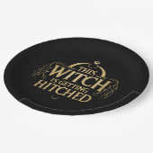 Diese Hexe wird Hallo Wedding Bride Hitched Pappteller (Schrägansicht)