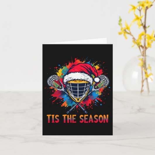 Diese Jahreszeit Lacrosse Maske Weihnachtsmannmütz Karte (Gelbe Blume)