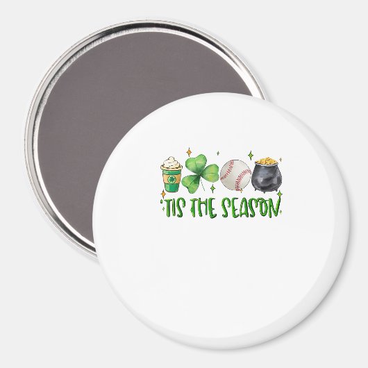 Diese Jahreszeit Latte Patricks Day Baseball Magnet (Vorderseite/Rückseite)