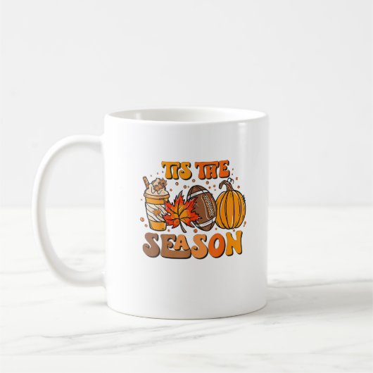 Diese Jahreszeit Pumpkin Leaf Latte Fall Ästhetik  Kaffeetasse (Links)