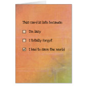 Diese Karte verspätet sich, weil... (anpassbar) (Vorne)