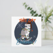 Diese Katze glaubt an Weihnachtskarte Dankeskarte (Stehend Vorderseite)