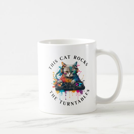 Diese Katze rockt die Turntable Kaffeetasse (Rechts)