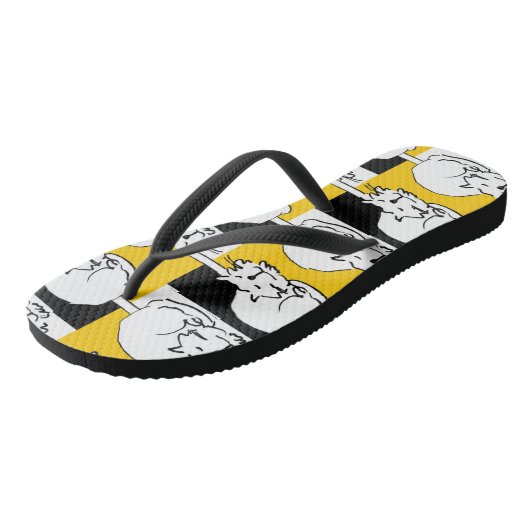 Diese Katze schläft. Badesandalen (Schrägansicht)