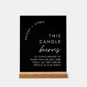Diese Kerze brennt bei einer Schwarzen Gedächtnish Acrylschild (Vorderseite)