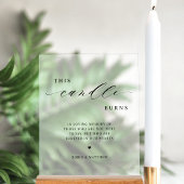 Diese Kerze brennt, im Mattierten Stil der Gedächt Acrylschild