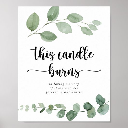 Diese Kerze bröckelt grünes Eukalyptus-Zeichen Poster (Vorne)