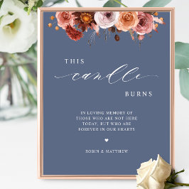 Diese Kerze bröckelt, im Gedächtnis, blaues Hochze Poster