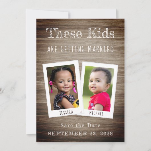 Diese Kinder werden heiraten Fotos Wood Funny Save The Date (Vorderseite)