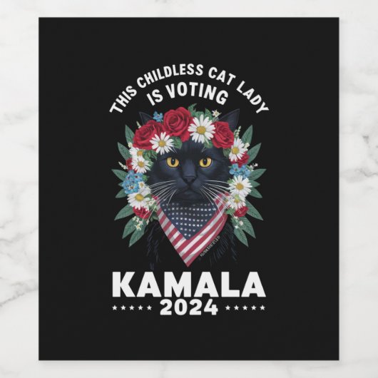 Diese kinderlose Katze Lady Ladys wählt Kamala Weinetikett (Einzelnes Label)