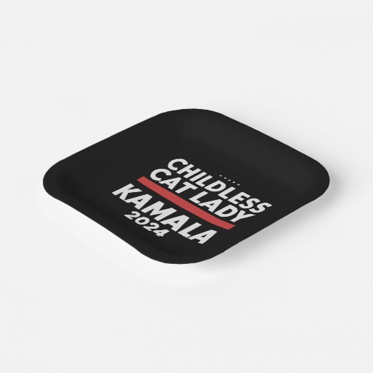 Diese kinderlose Katze-Lady wählt Kamala 2024 Pappteller (Gewinkelt)