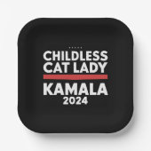 Diese kinderlose Katze-Lady wählt Kamala 2024 Pappteller (Vorderseite)