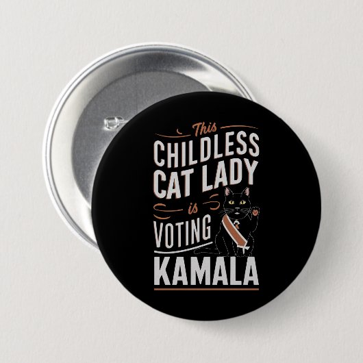 Diese kinderlose Katze-Lady wählt Kamala Button (Vorne & Hinten)