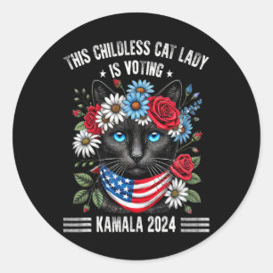 Diese kinderlose Katze-Lady wählt Kamala-Harris 20 Runder Aufkleber