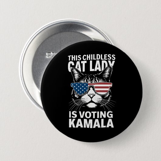 Diese kinderlose Katze-Lady wählt Kamala-Harris 24 Button (Vorne & Hinten)
