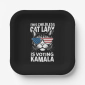 Diese kinderlose Katze-Lady wählt Kamala-Harris 24 Pappteller (Vorderseite)