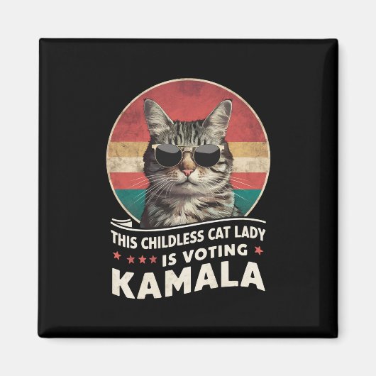 Diese kinderlose Katze-Lady wählt Kamala Magnet (Vorne)
