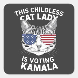 Diese kinderlose Katze-Lady wählt Kamala Quadratischer Aufkleber
