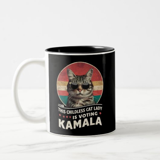 Diese kinderlose Katze-Lady wählt Kamala Zweifarbige Tasse (Links)